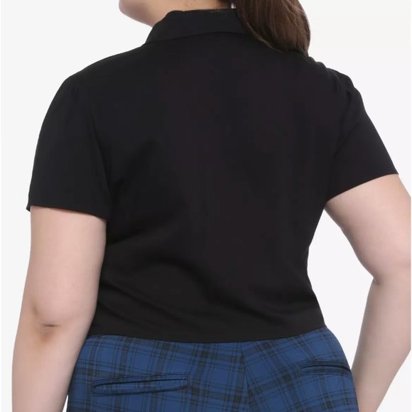 Hot Topic Not Today Planchette Tie Front Button Up Top Womens Plus 1 Black Goth - Picture 12 of 12